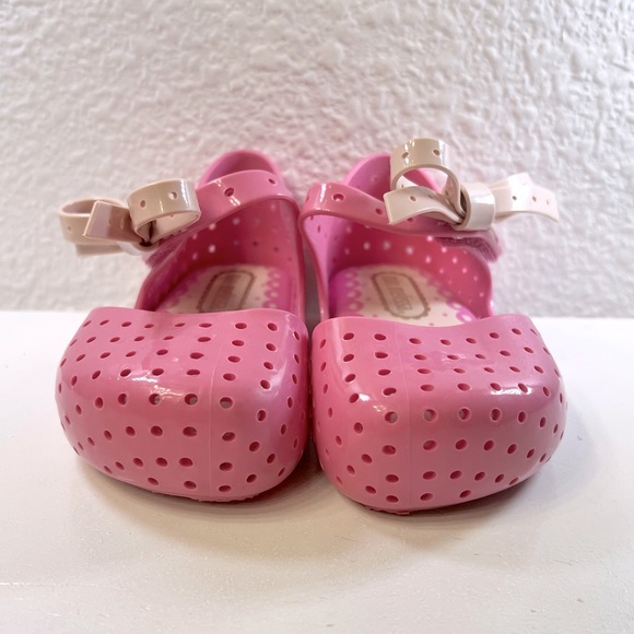 ♥️ 2X HP MINI MELISSA Furadinha X Mary Janes Sz 5 Pink Bow Jellies Toddler NWOT - Picture 3 of 10